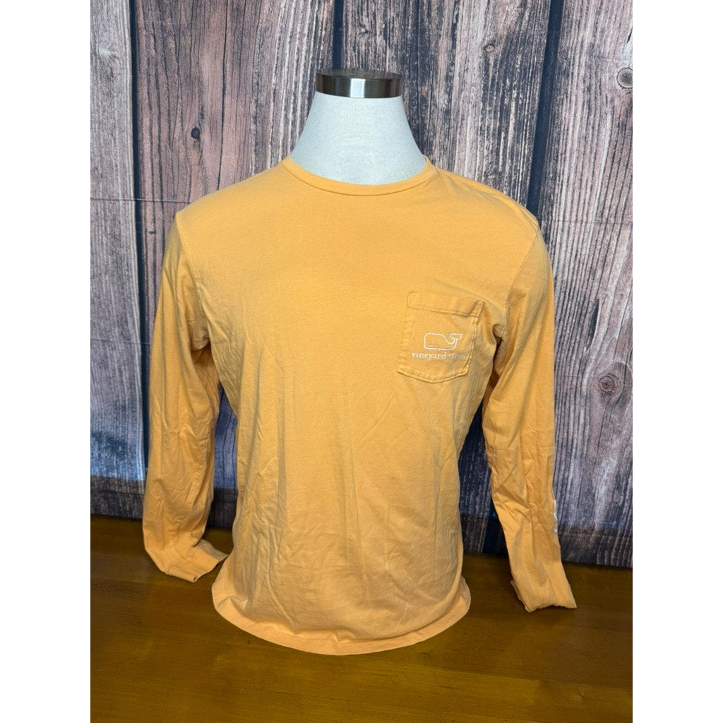 Vineyard Vines Men's Long Sleeve Orange Graphic Pocket T-Shirt Size Large
