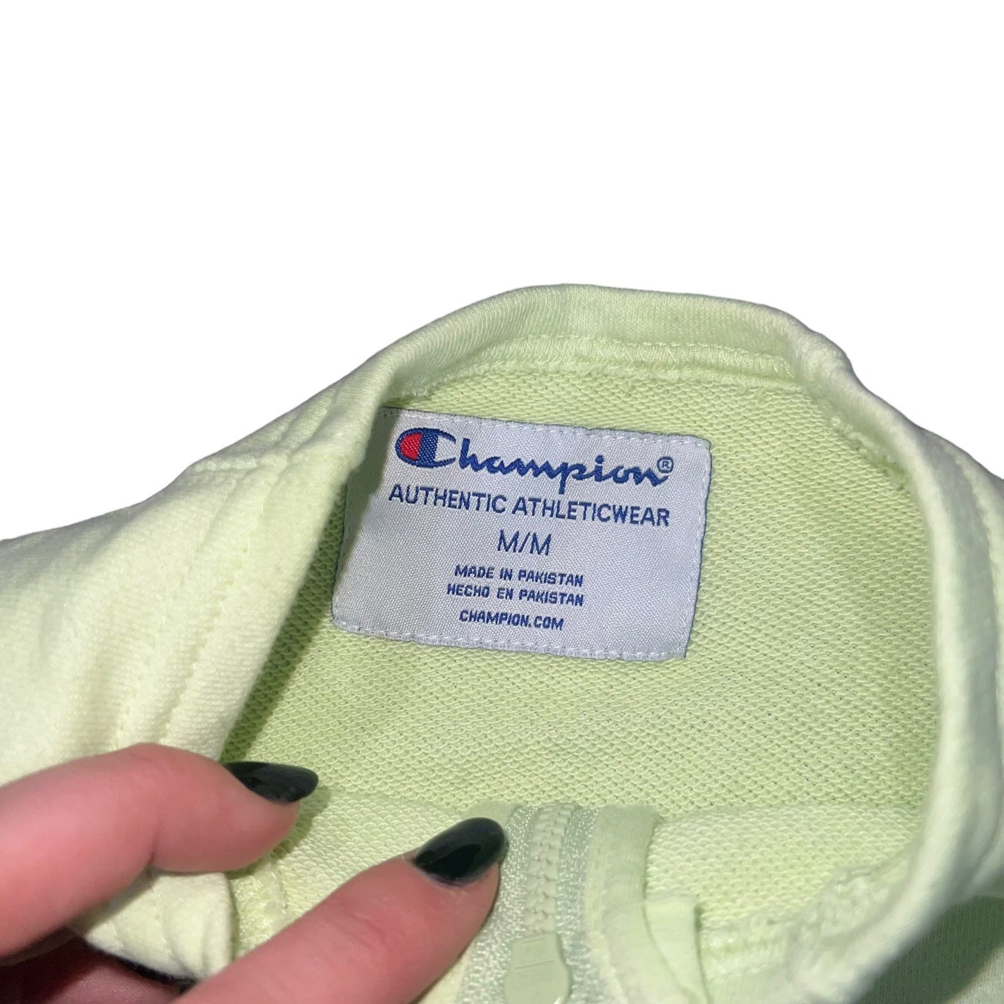 Champion Women's Medium Light Green Quarter Zip High Neck long Sleeve Sweatshirt