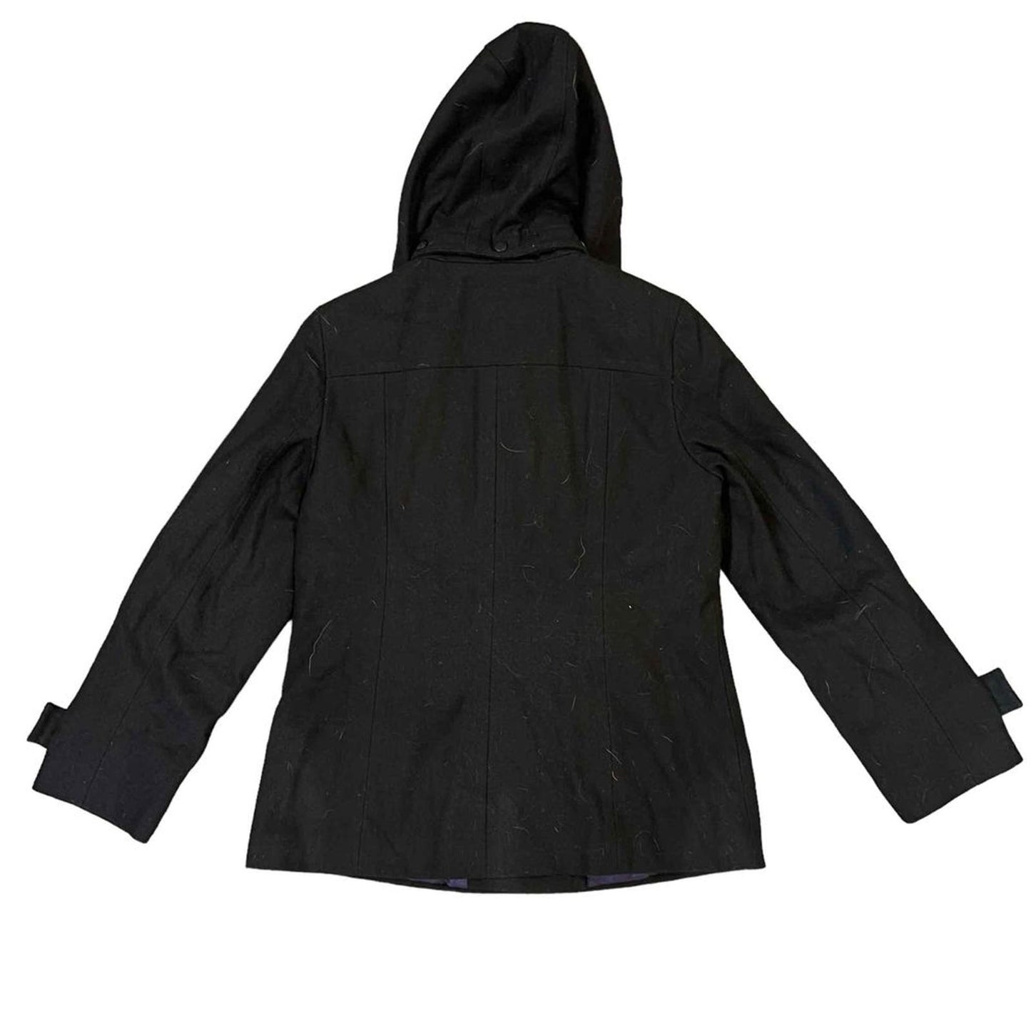 Calvin Klein Women's 10 Black Wool Double Breasted Peacoat with Removable Hood