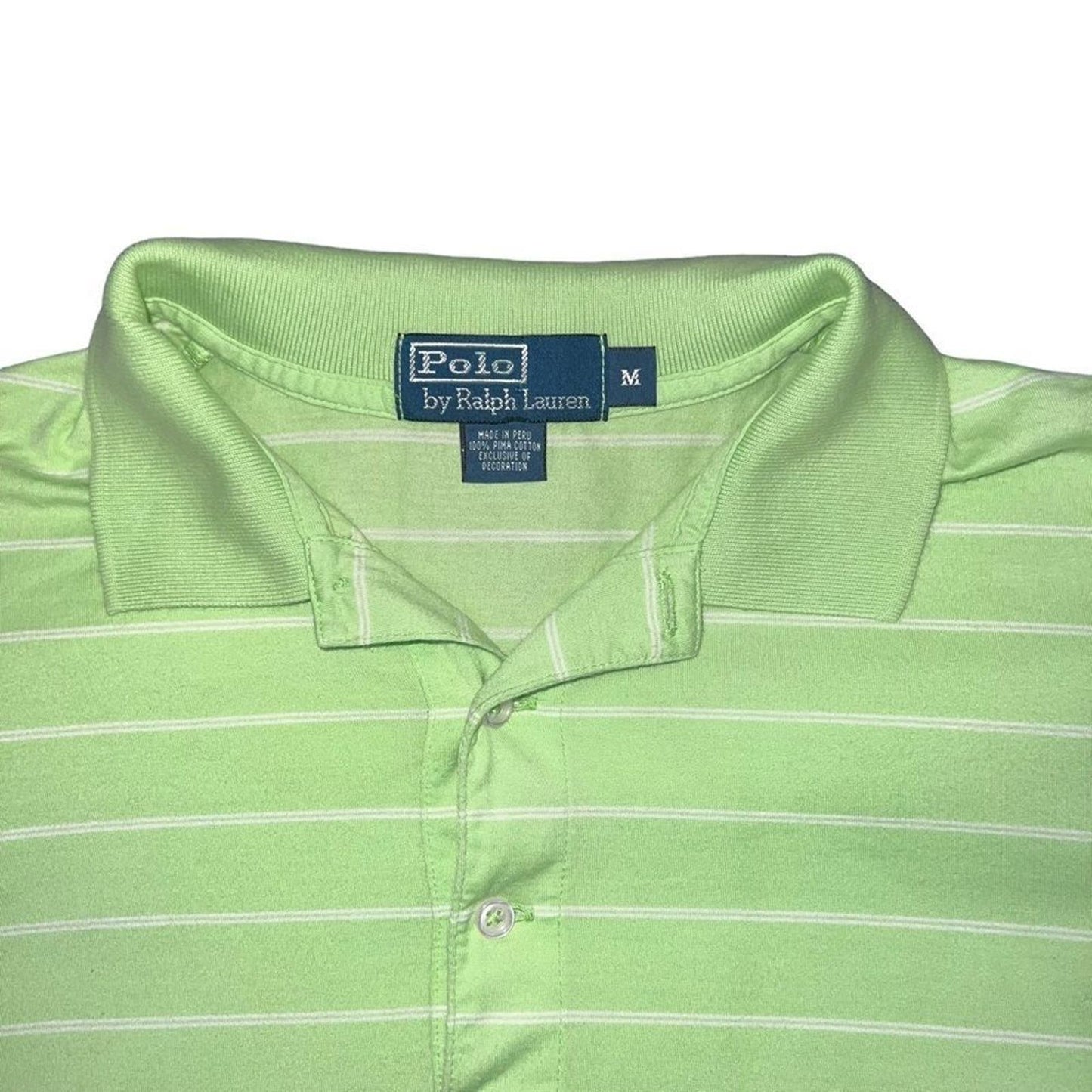 Polo by Ralph Lauren Green and White Striped Polo Men’s Medium