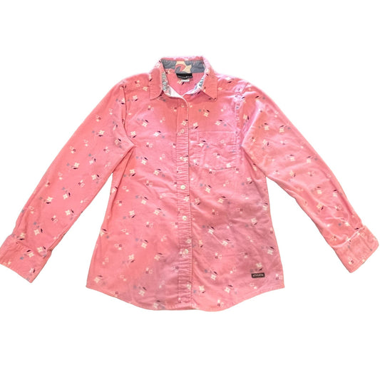 Athleta Women's Pink Floral Long Sleeve Button-Up Flannel Shirt Size Small