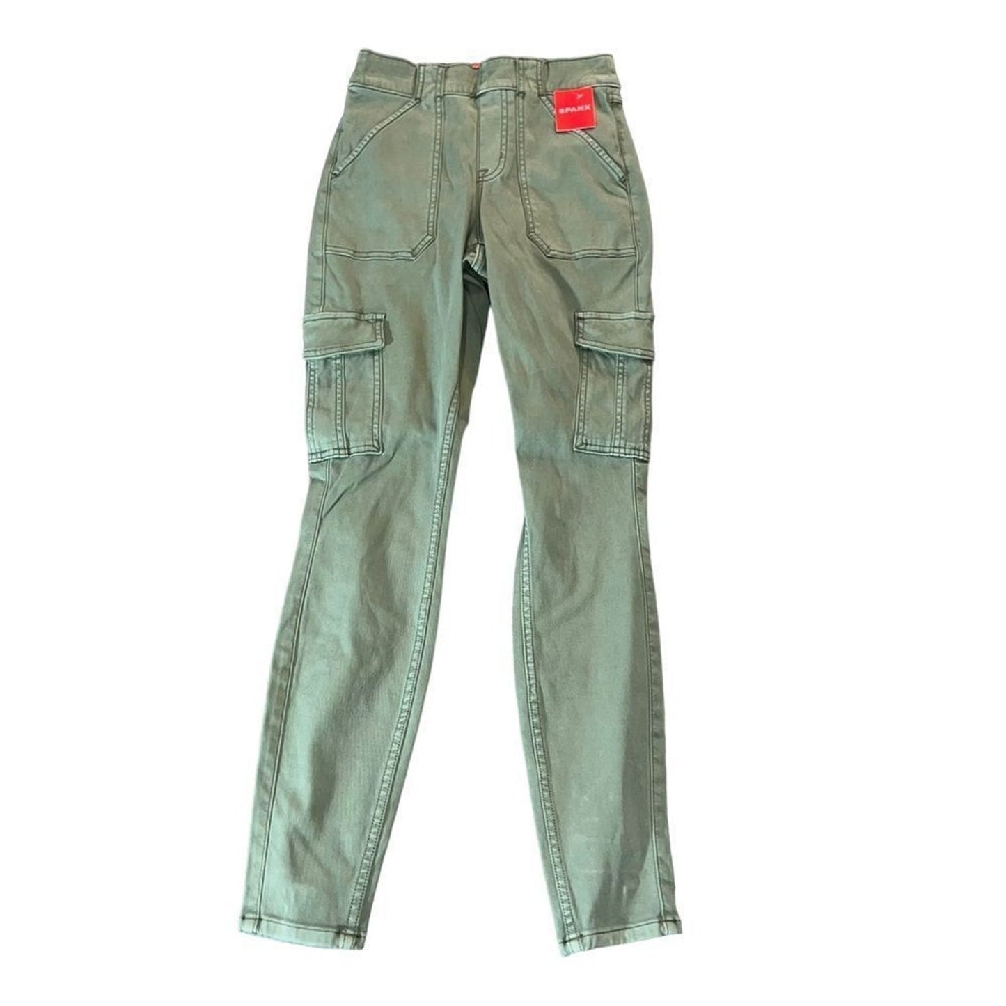 SPANX Cargo Pants Womens Small Green Utility Stretch Multi-Pocket Slim