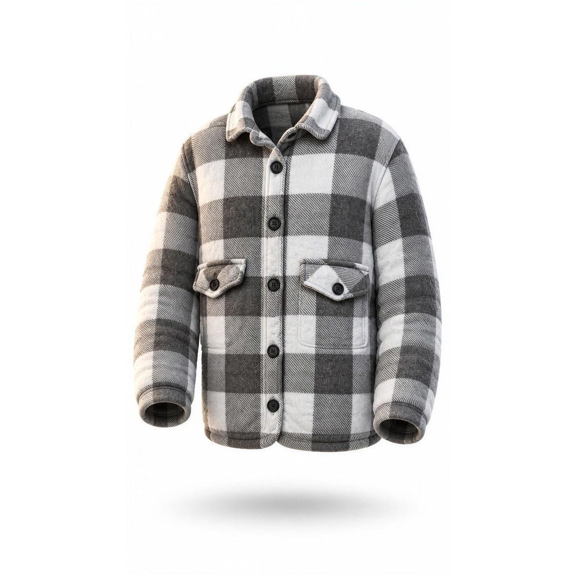 SHEIN Jacket Women Size L Brown White Plaid Sherpa Button Up