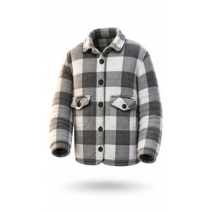 SHEIN Jacket Women Size L Brown White Plaid Sherpa Button Up