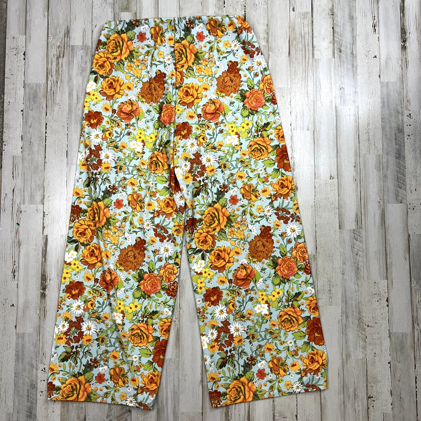 ZARA Women's Small Floral Print Wide-Leg Pants Multicolor Casual Elastic Waist