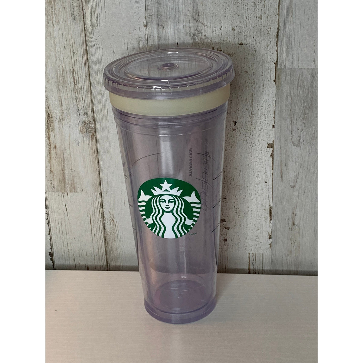 Starbucks Reusable Cold Cup Tumbler Clear Purple Translucent Venti 24oz