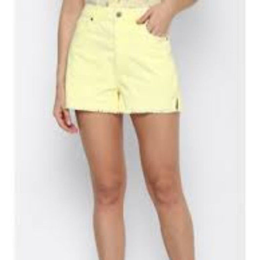 American Eagle Women Yellow Stretch Corduroy Mom Shorts Size 12