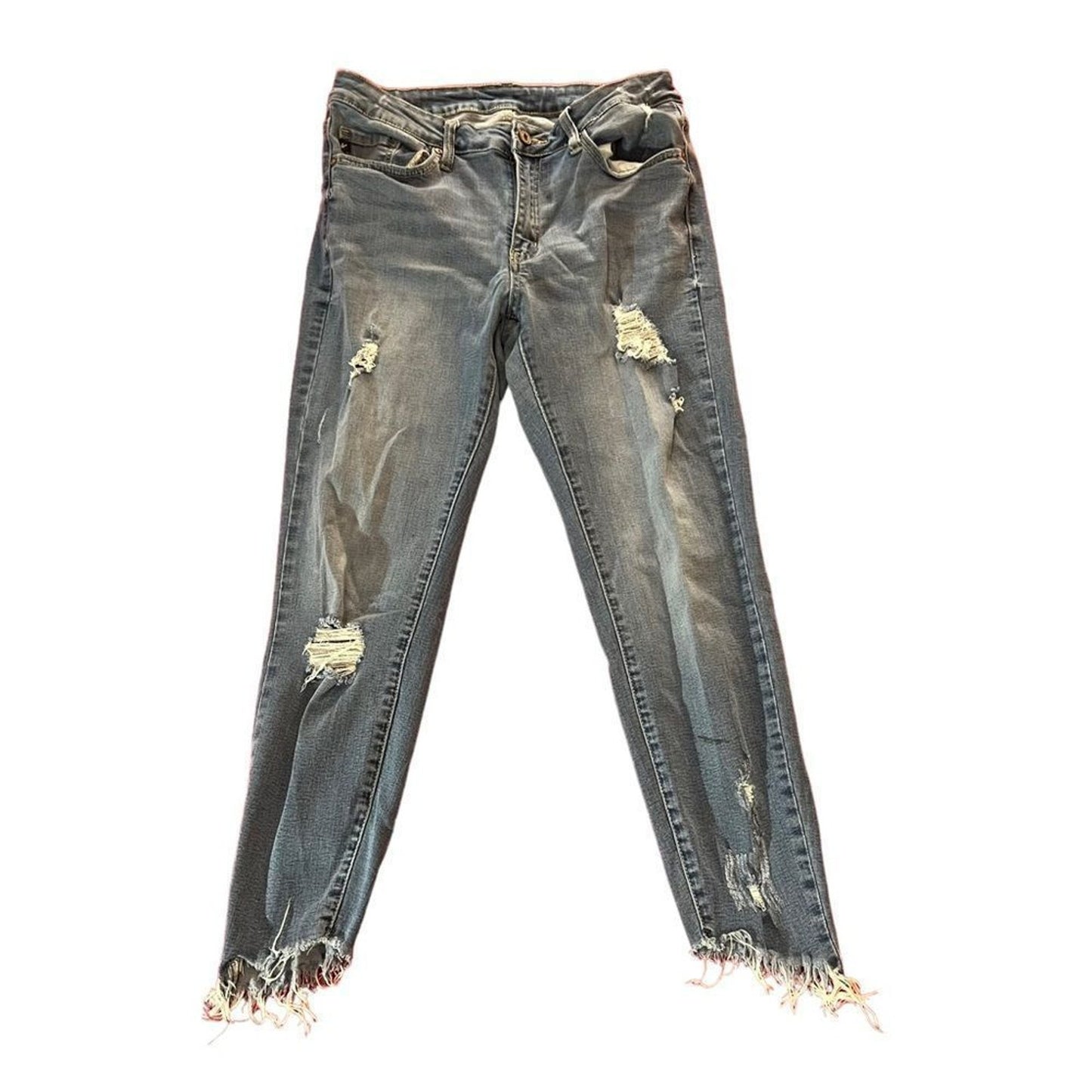 KanCan Skinny Jeans Womens Size 29 Gray Wash Distressed Frayed Hem Stretch