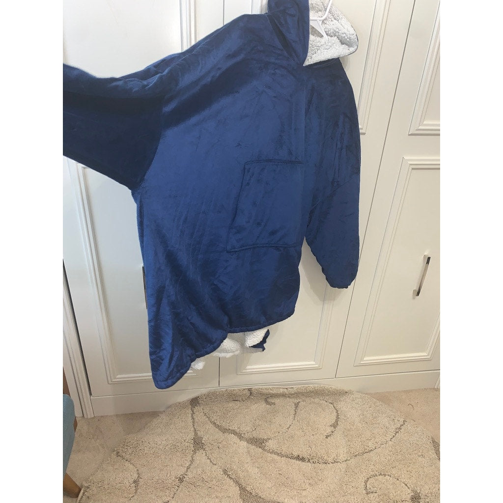 Oversized Wearable Blanket Hoodie Sweatshirt Blue Unisex