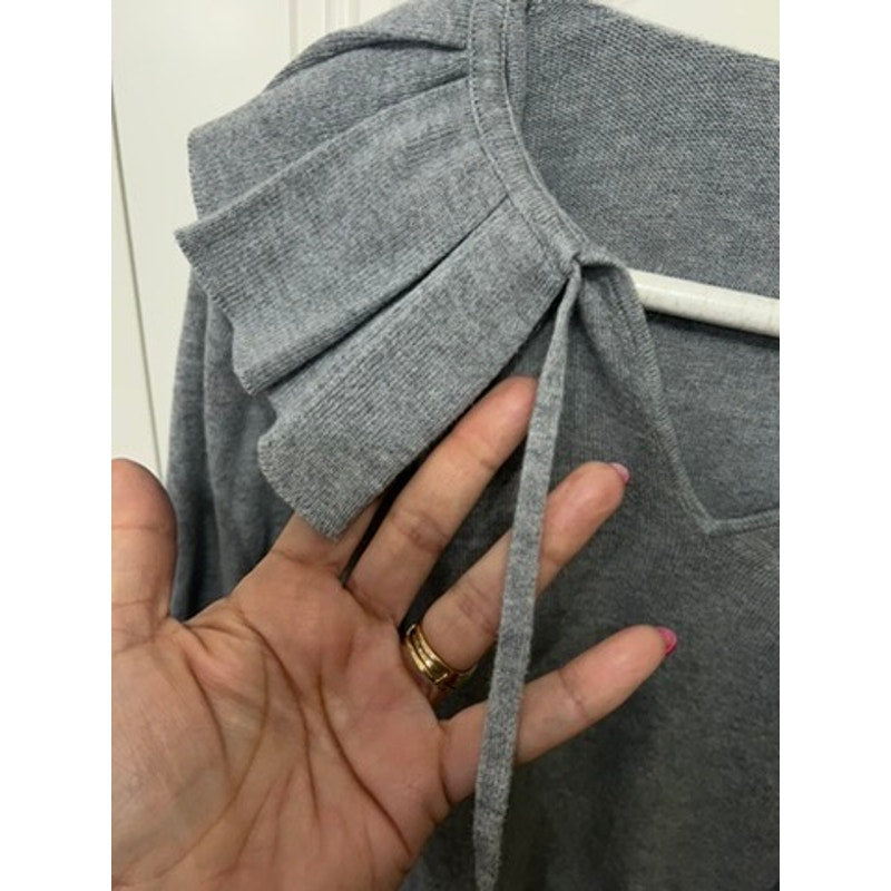 Michael Kors Women's XL Gray Ruffled Knit Pullover Sweater Casual