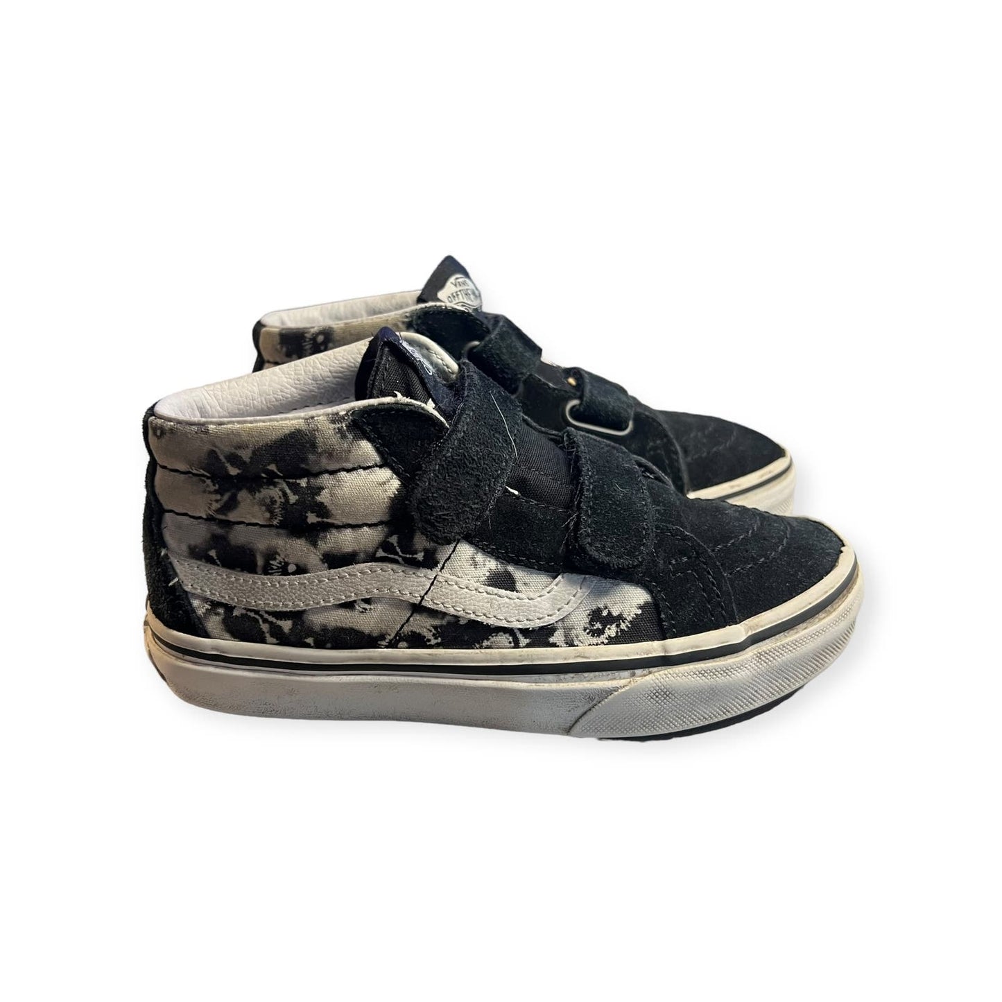 Vans Youth SK8- Mid Reissue Velcro Tie Dye Skull/Black Shoes Size 1.0