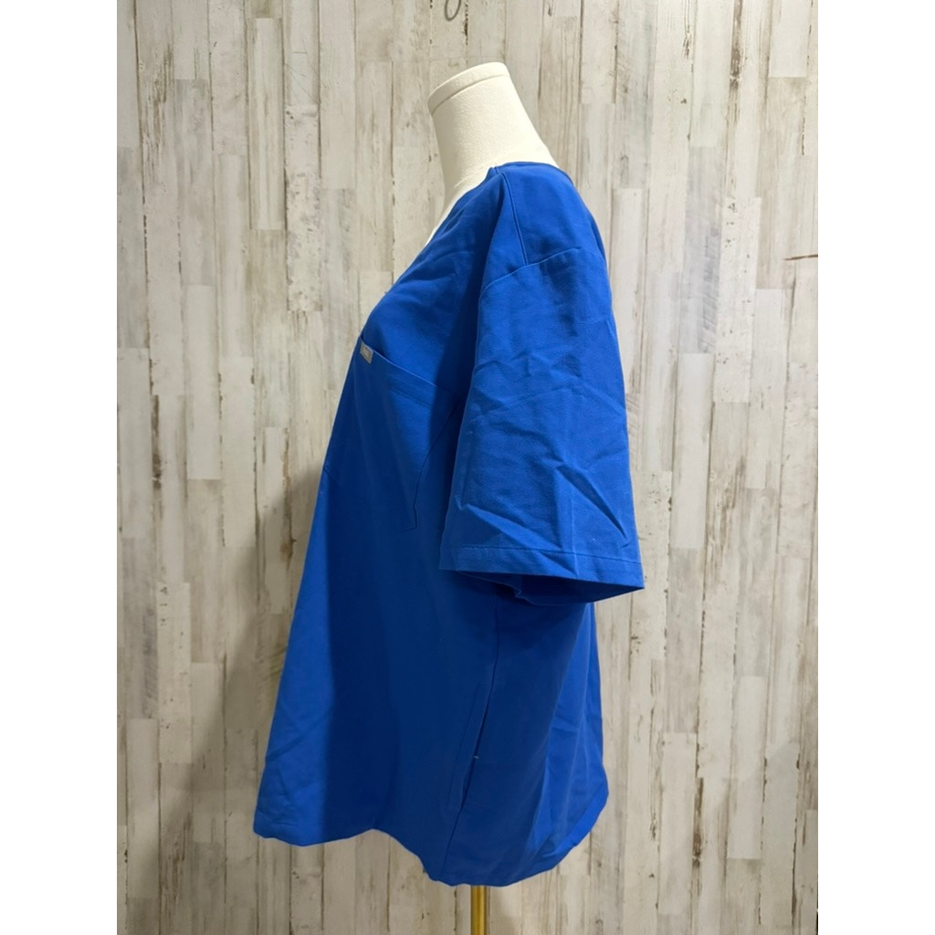 Figs Men's V-Neck Scrub Top Blue Short Sleeve Size XXL Workwear