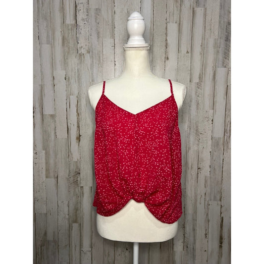 NWT Lush Women's Medium Red Floral Knot Front Cami Blouse Sleeveless Casual