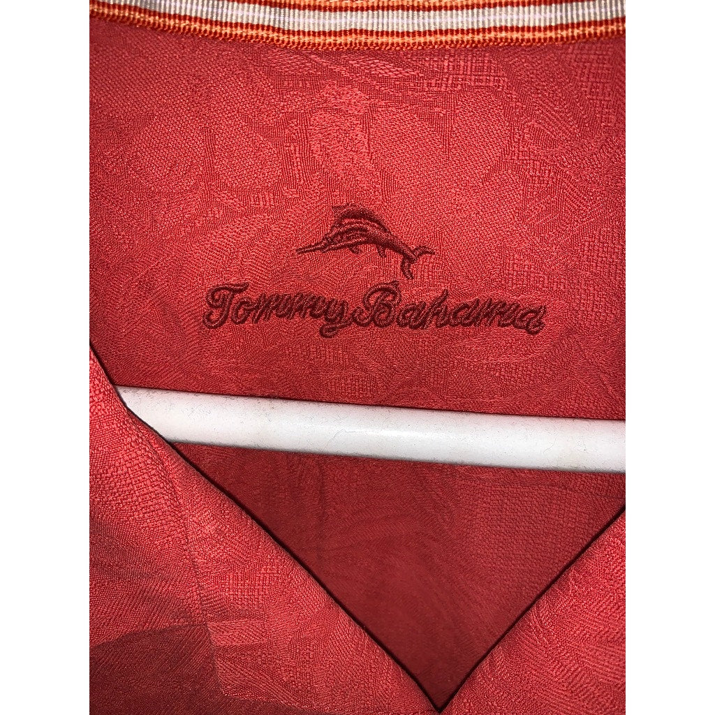 Tommy Bahama Men's XL Red Silk Short Sleeve Button-Up Shirt Casual
