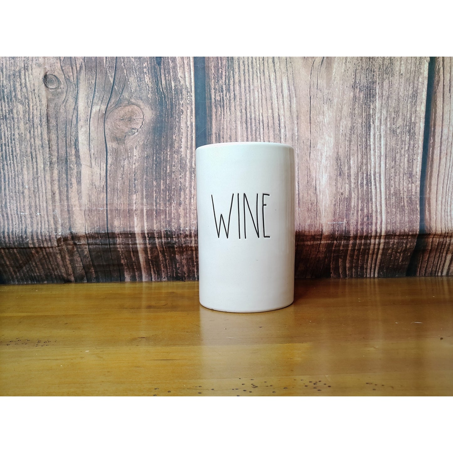 Rae Dunn WINE Tumbler Cup Utensil Holder Small Vase White