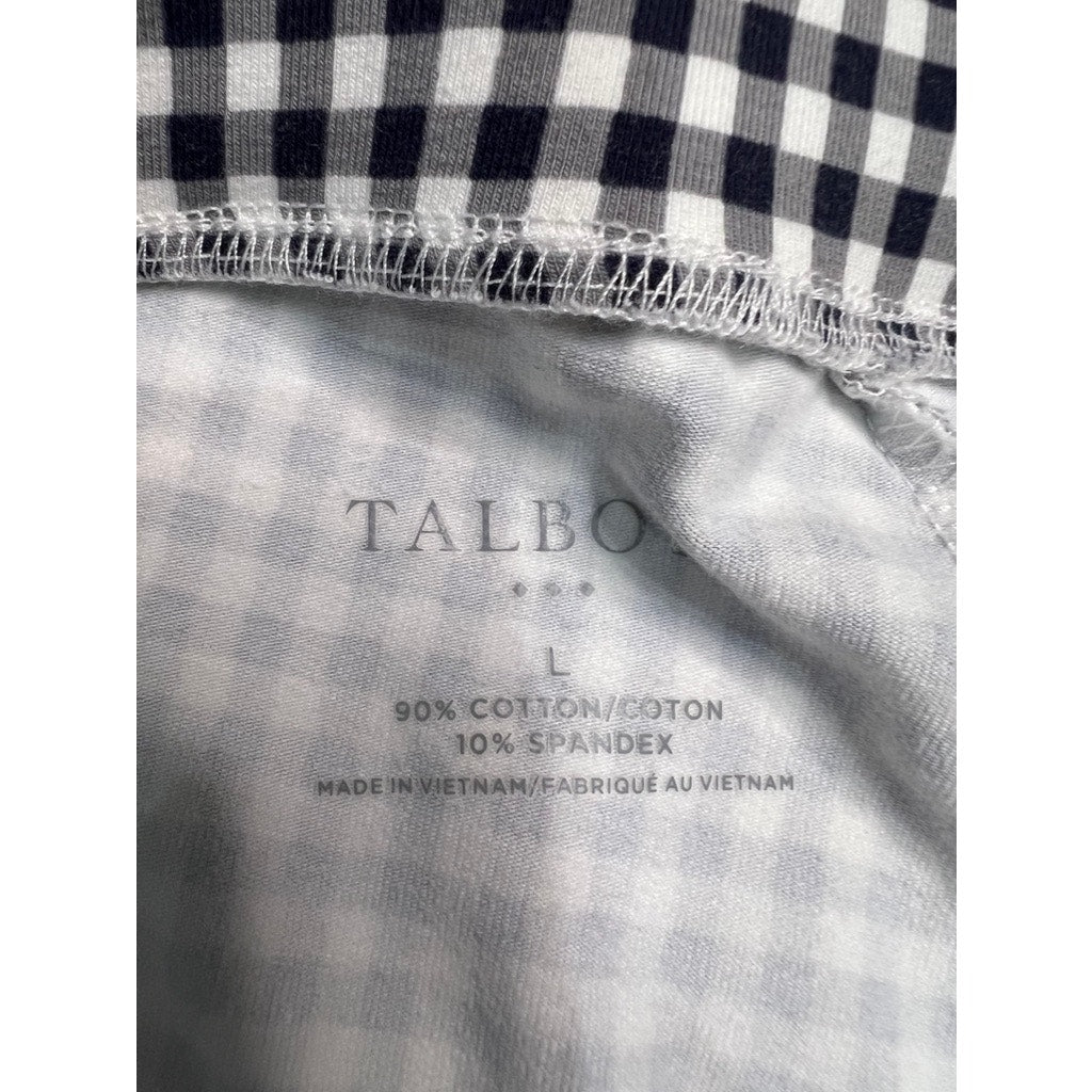 Talbots Women's Black Check Ankle Pants Size Large Casual Stretchy Fit