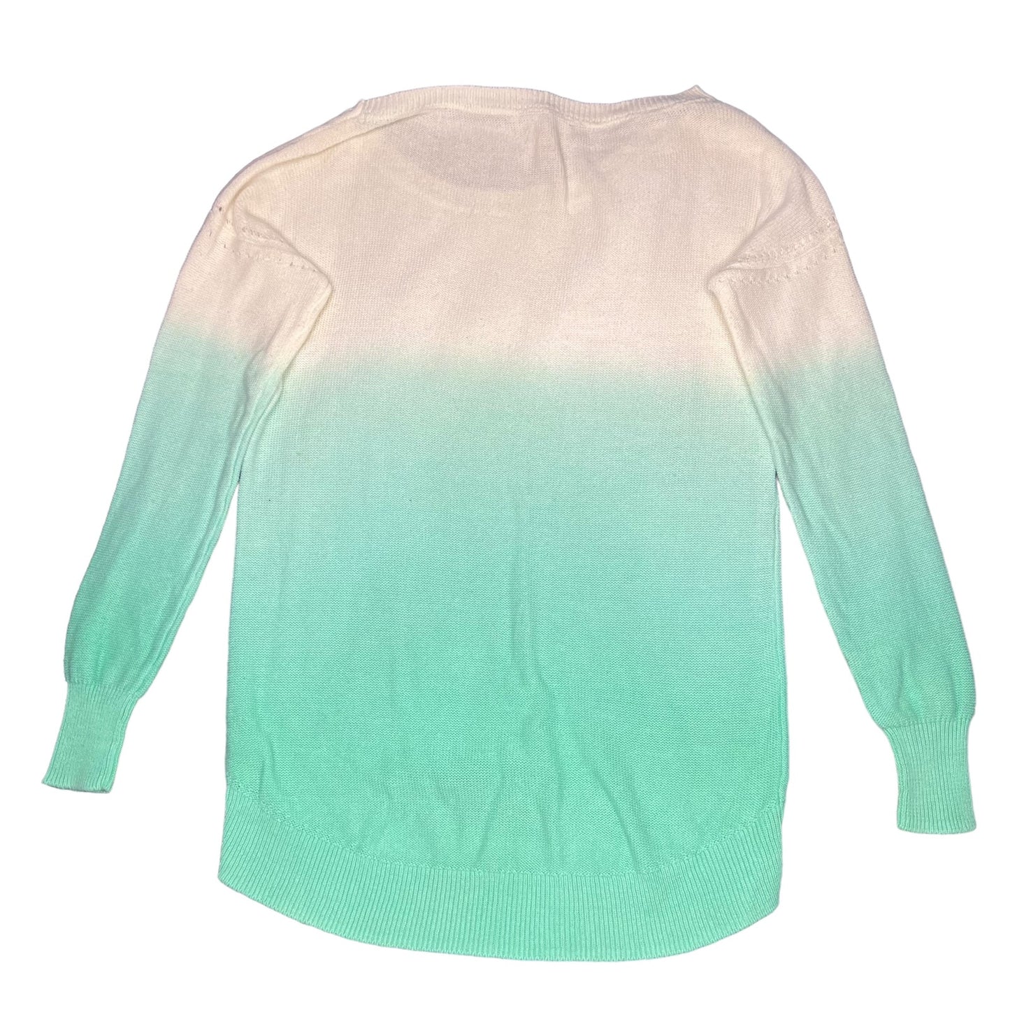 Victoria's Secret Womens XS White/Teal Ombre Hi-Low Pullover Long Sleeve Sweater