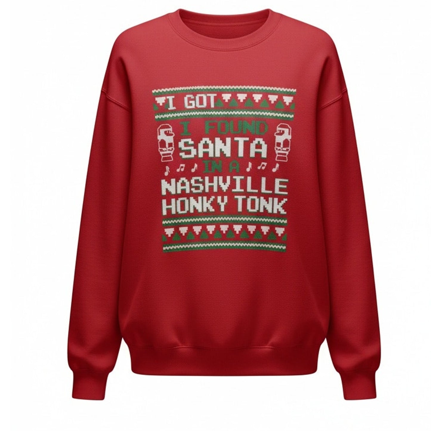 Gildan Heavy Blend Sweatshirt Unisex Large Red Christmas Santa Nashville