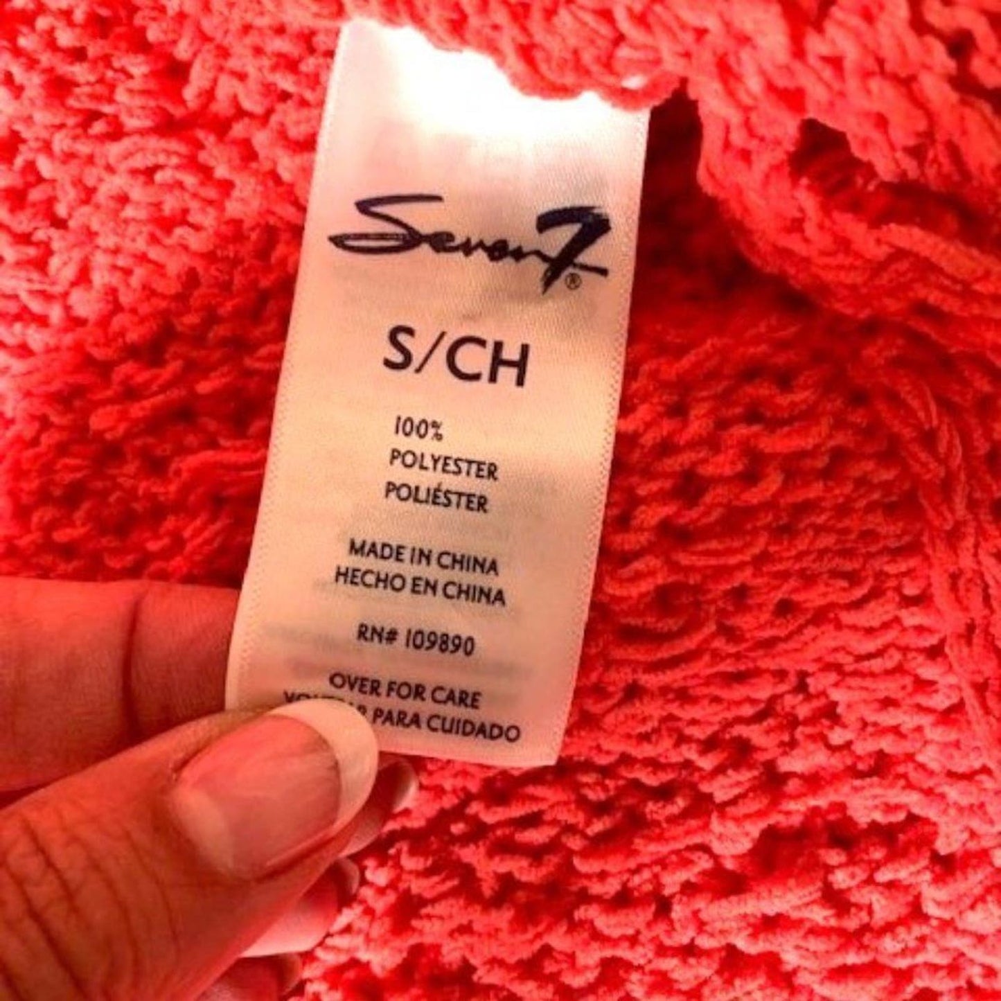 Seven 7 Chenille chunky coral sweater S NWT