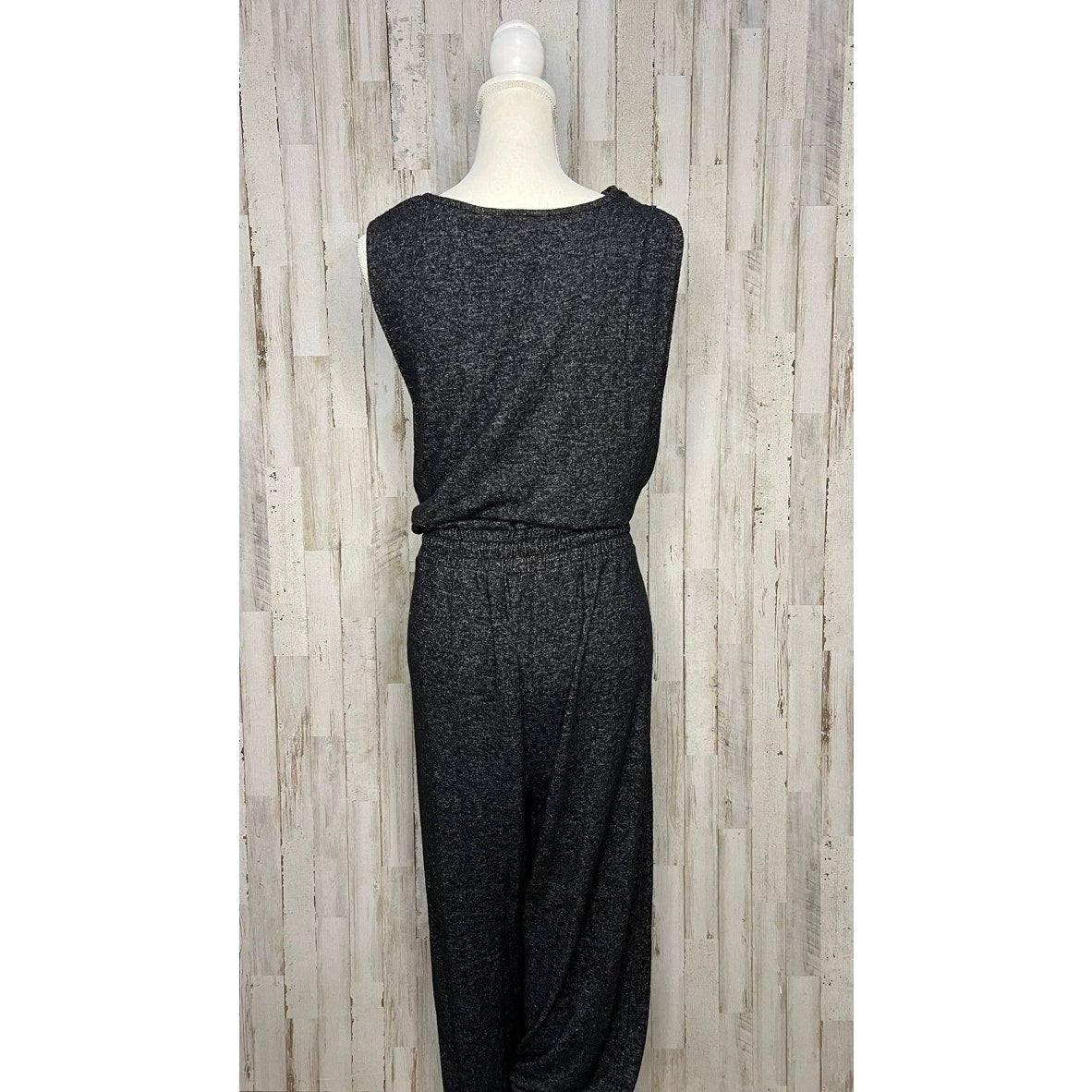 Soft Surroundings Women's Large Gray Sleeveless Drawstring Jumpsuit