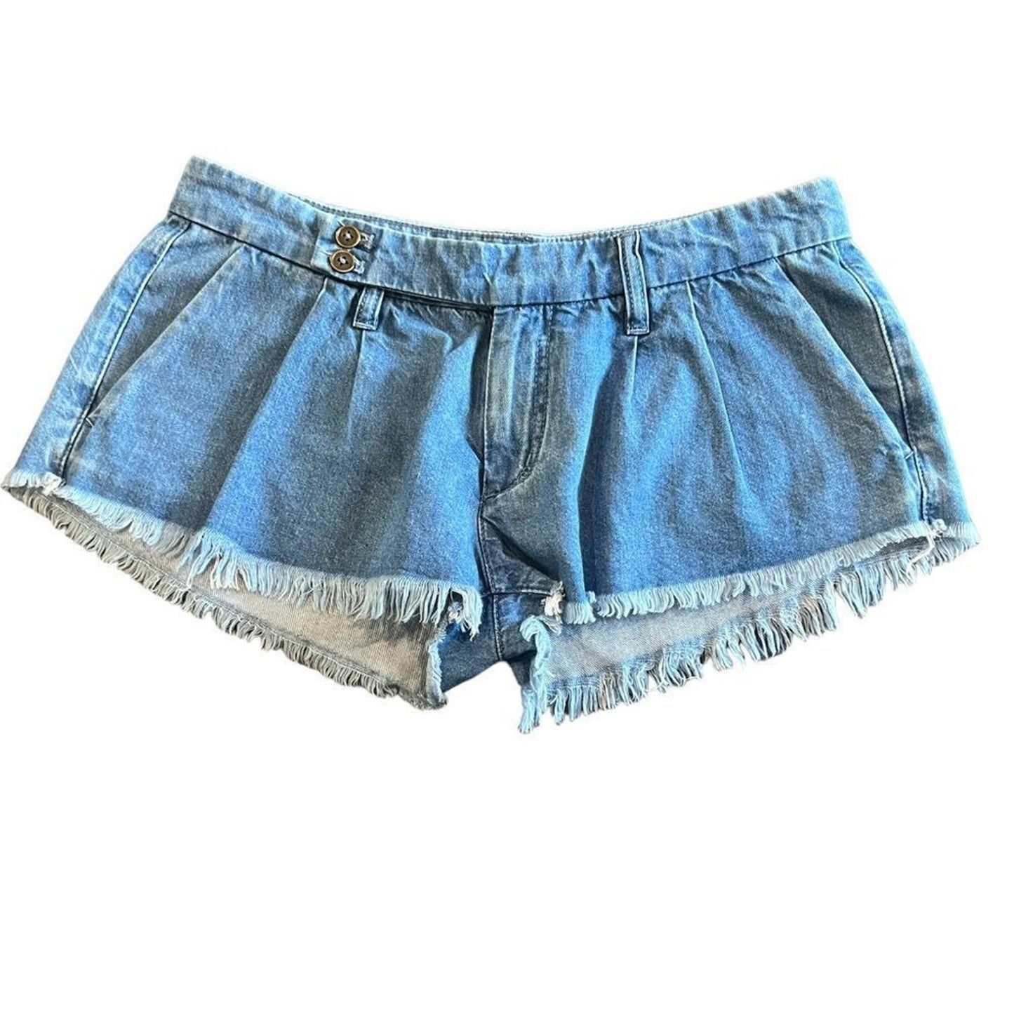Pilcro Denim Shorts Womens Size 28 Blue Medium Wash Frayed Hem Cut-Off