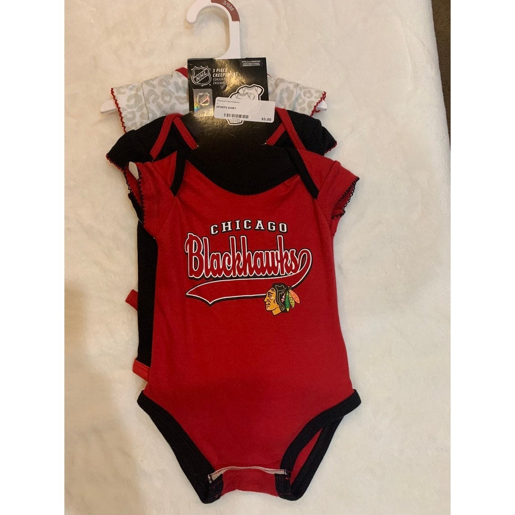 NWT NHL Chicago Blackhawks 6-9 Months Infant 3-Piece Creeper Set Multicolor