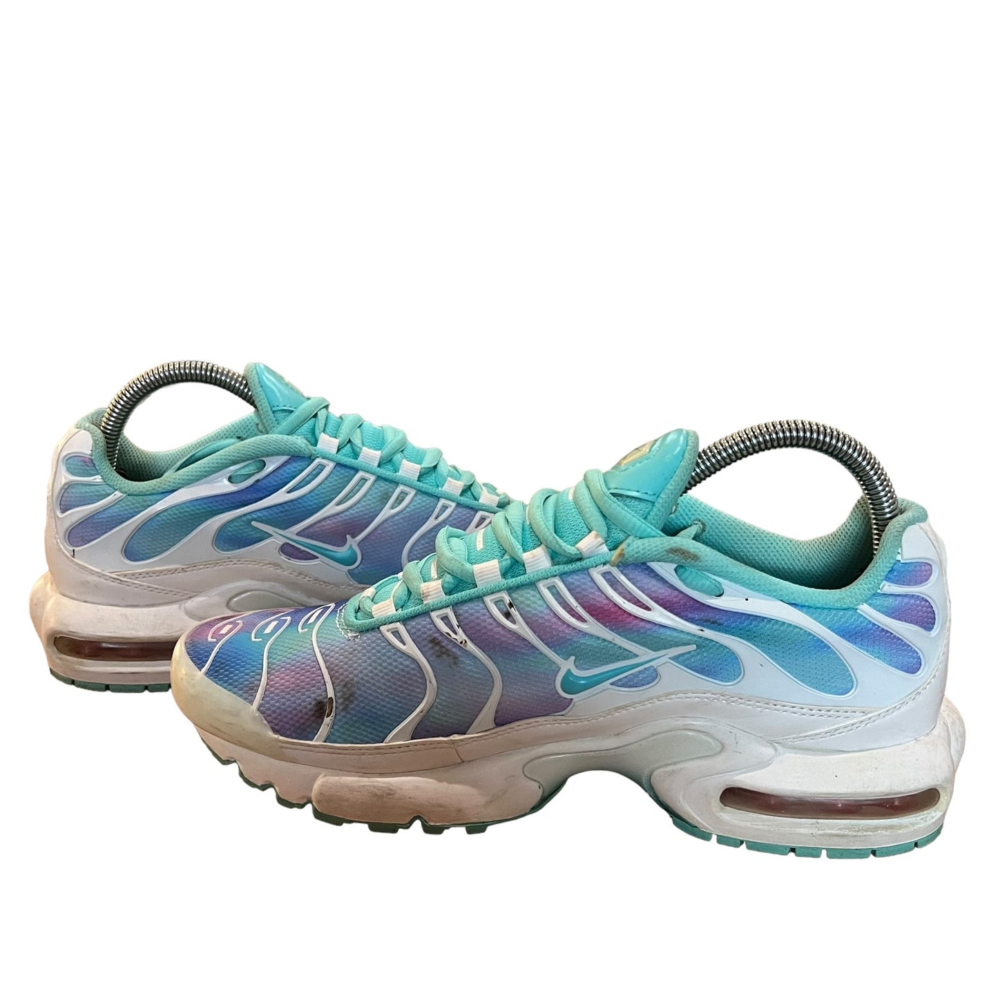 Nike Air Max Plus White & Tie Galaxy Tie Dye Sneaker Youth Size 7 / Women's 8.5