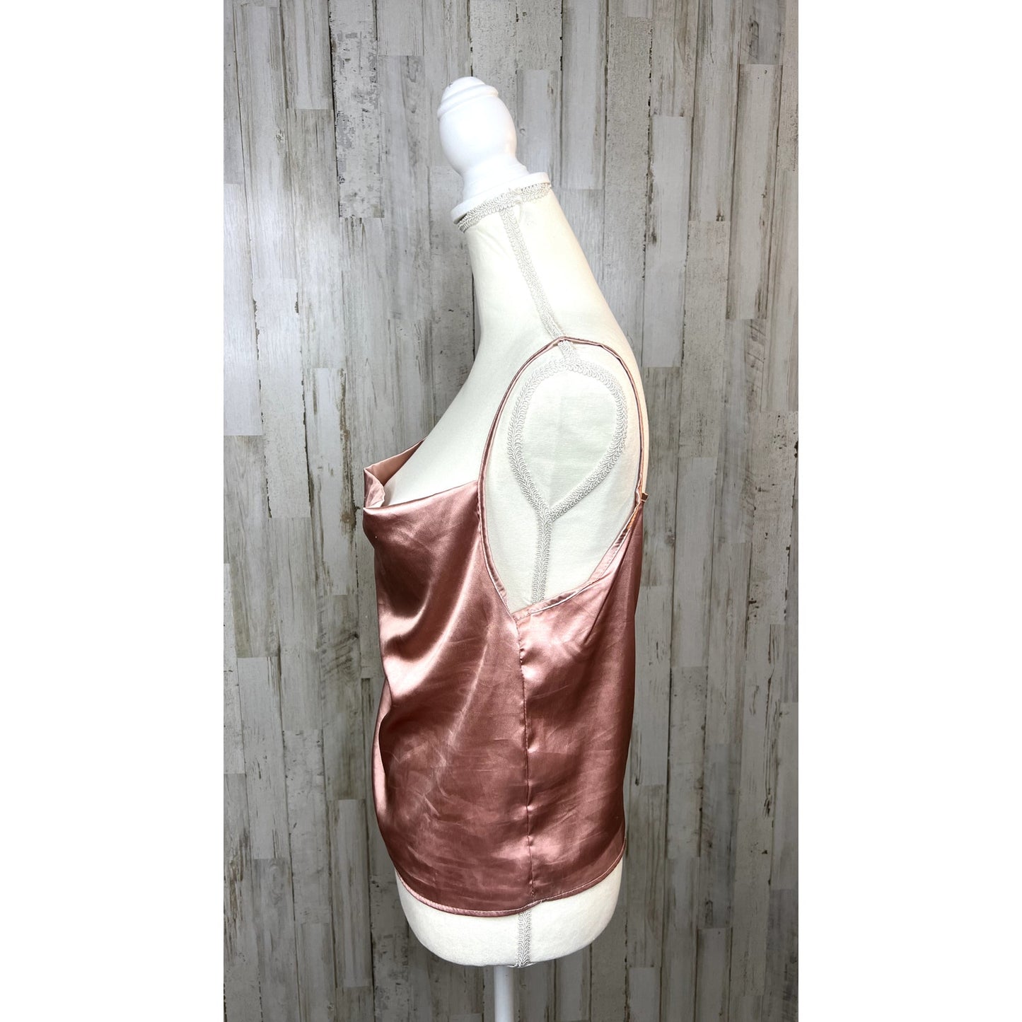 Nasty Gal Light Pink Satin Cowl Neck Cami Tank Top Blouse Women's Size 4