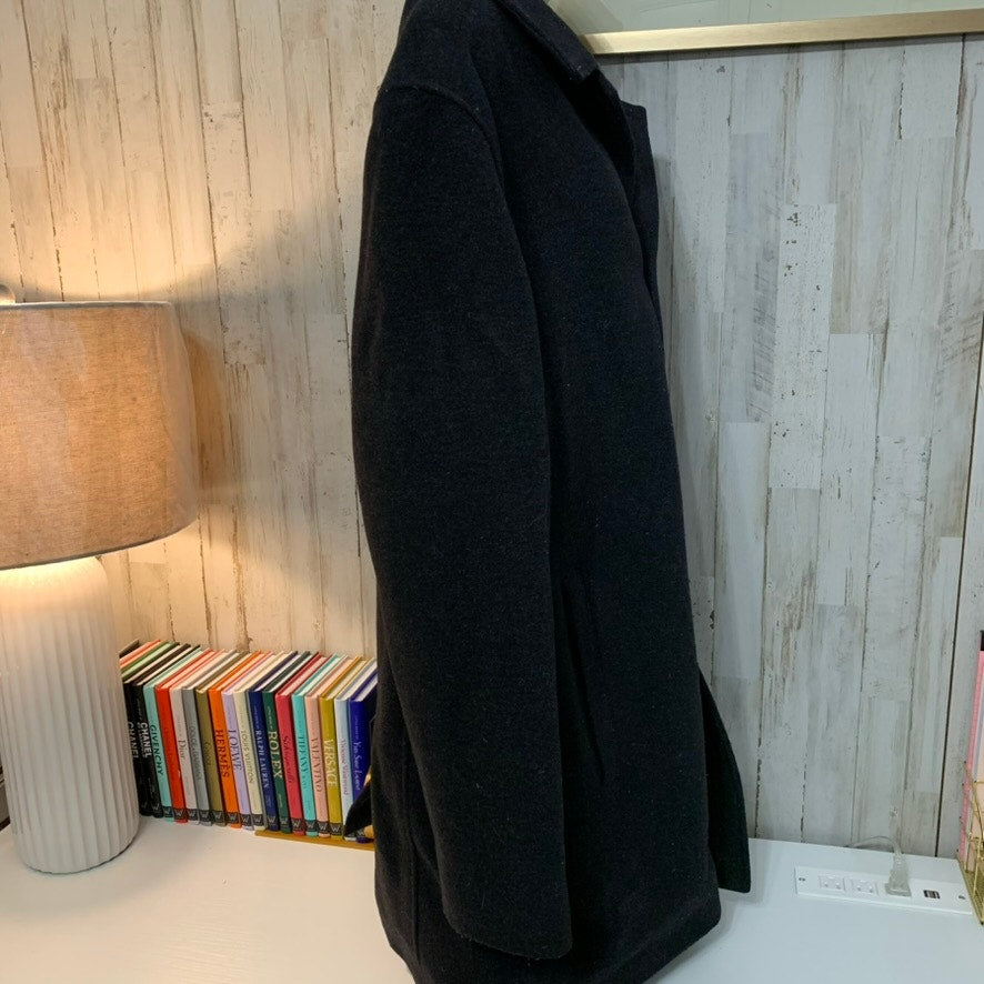 Banana Republic Wool Overcoat Mens Size Large Black Long Button
