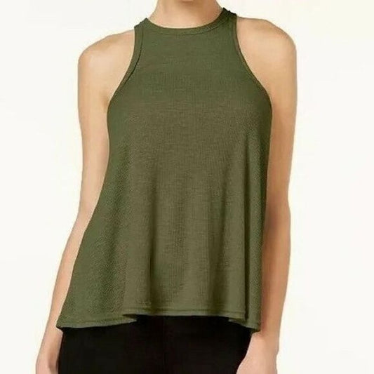 Free People Women's Dark Green Ribbed Racerback Tank Top Size S/P