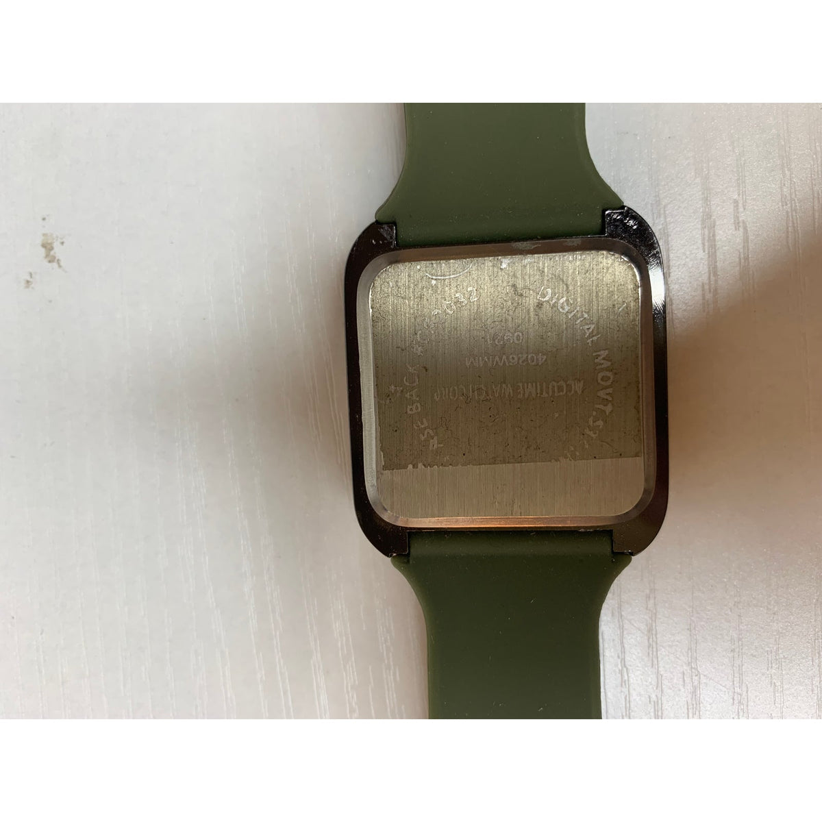 Accutime Digital Watch 4026WMM Stainless Steel Olive Green Silicone Band NOT TESTED