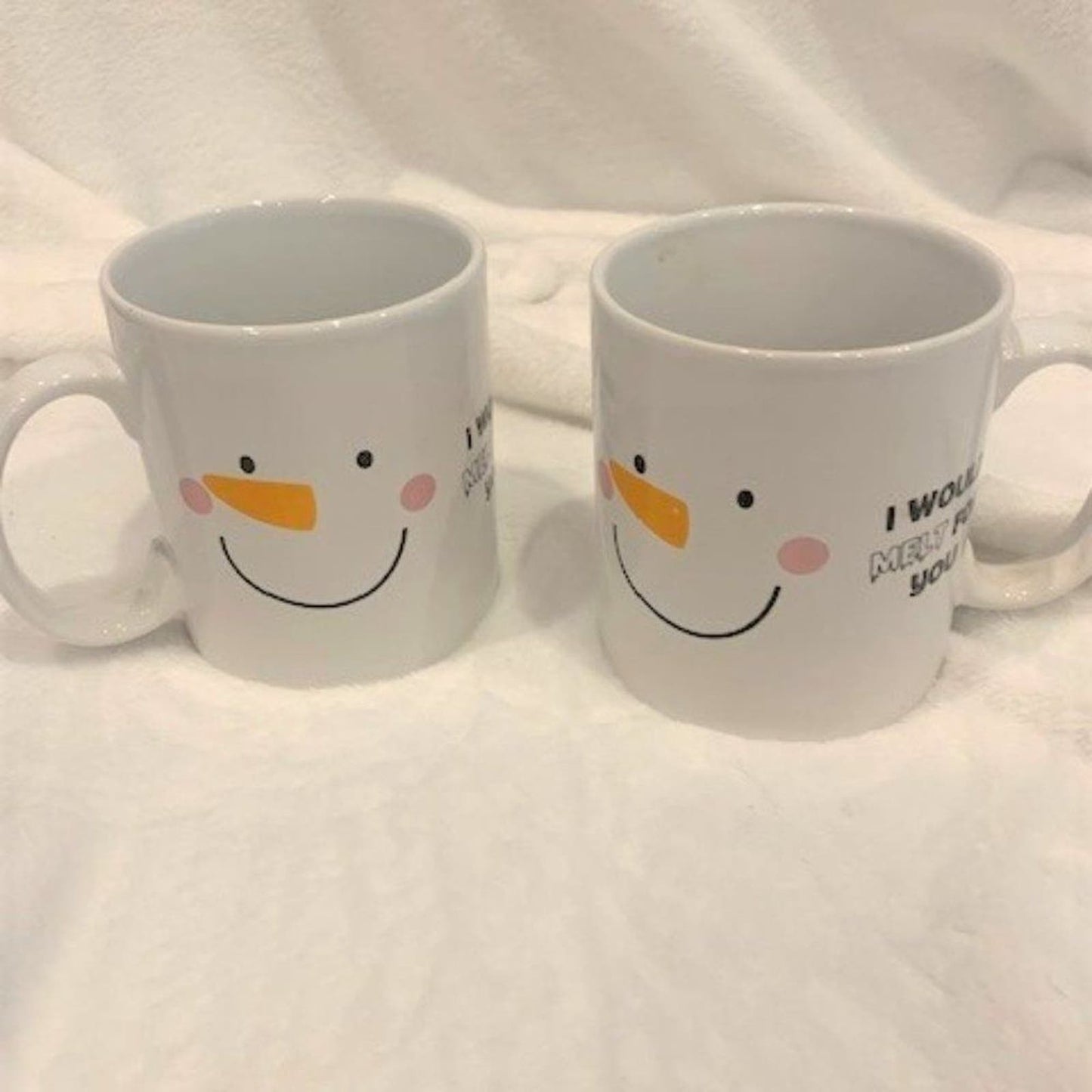 Set 2 "I would melt for you" snowman 16 oz mugs EUC