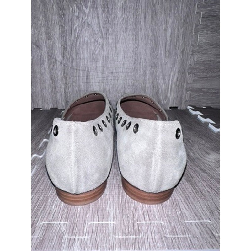 Ron White Women's Gray Suede Slip-On Loafers with Grommet Detail Size 9