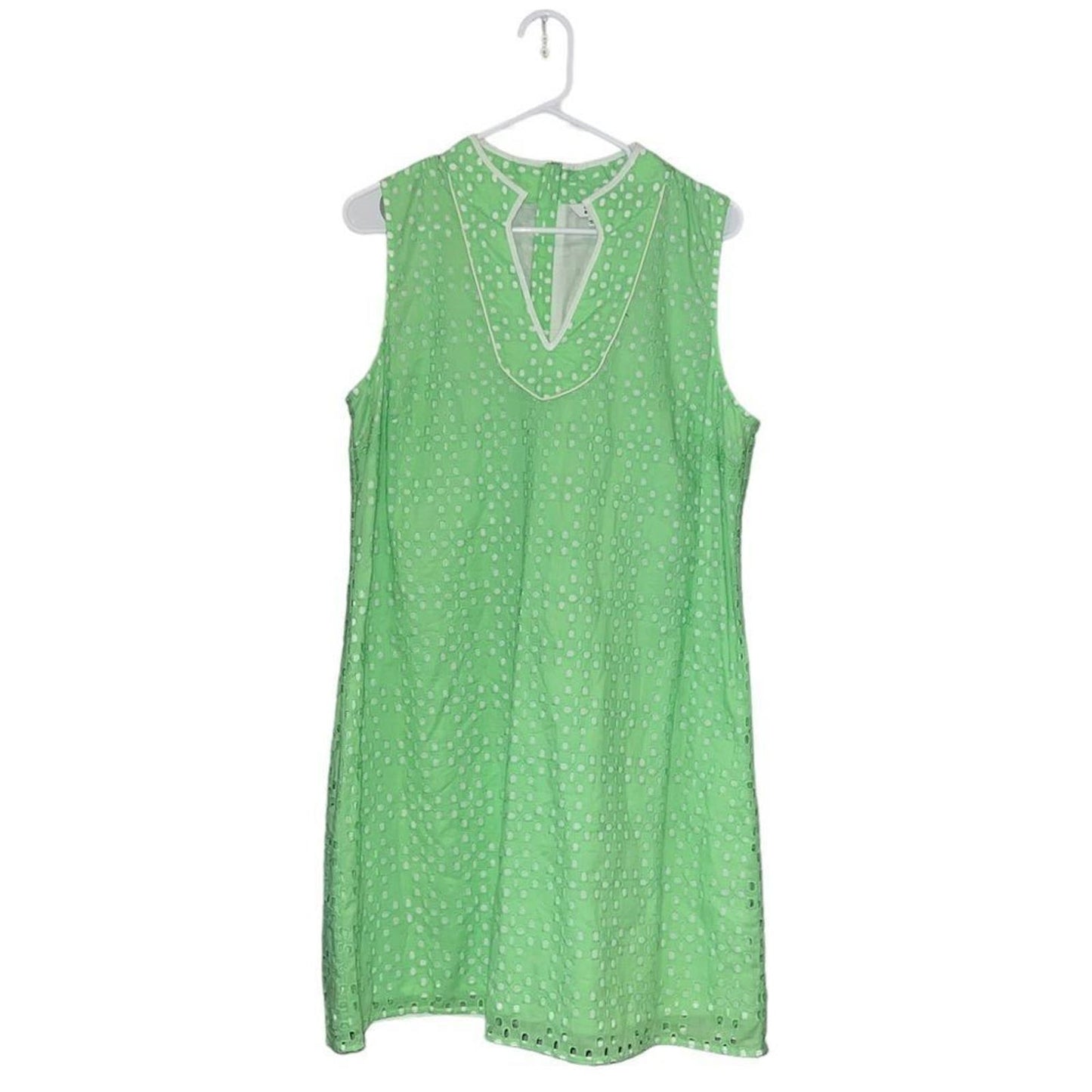 Crown & Ivy Green and White Eyelet Shift Dress Size 12