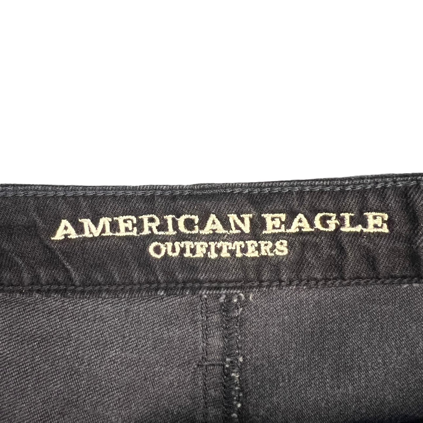 American Eagle Women's Size 6 Black Distressed Stretch Denim A-Line Mini Skirt