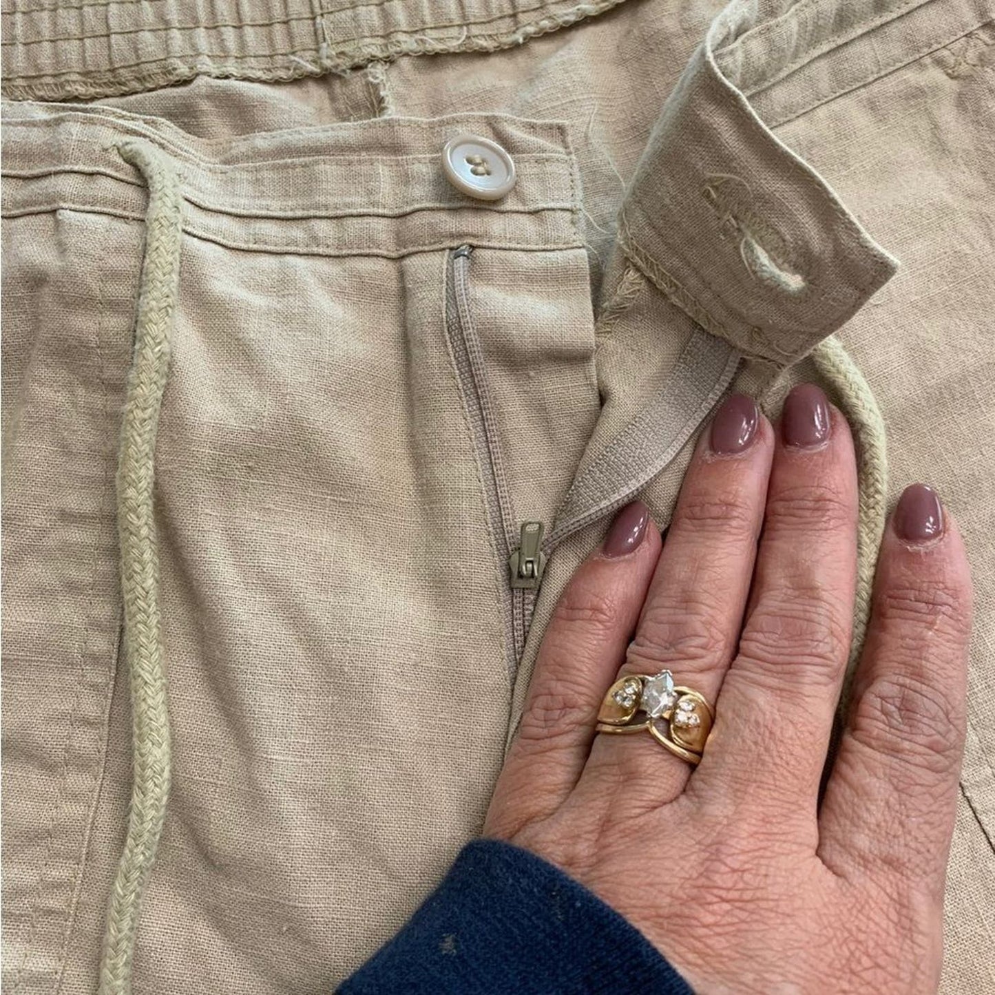 Vintage Island Image Khaki tie beach shorts 34W