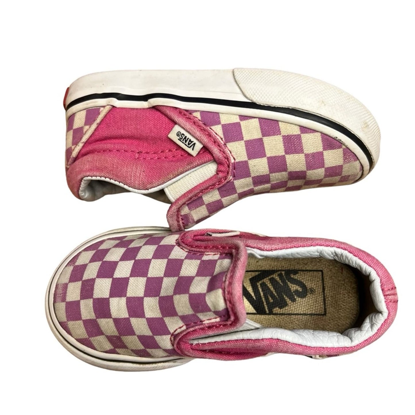 Vans Slip-On V Shoe - Checkerboard Pack- Fuchsia/White - Toddler Girls' 5.5