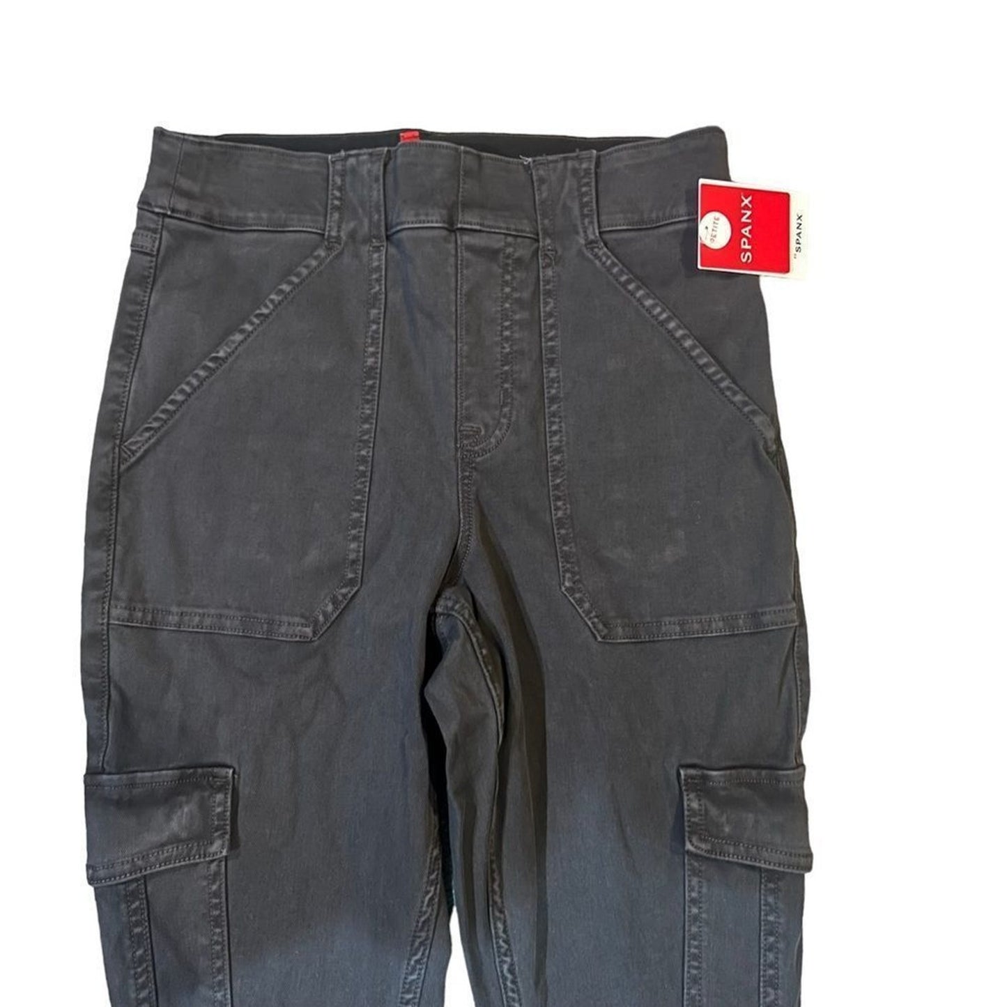 NWT SPANX Cargo Pants Women's Medium Black High Rise Pull-On Ankle Utility