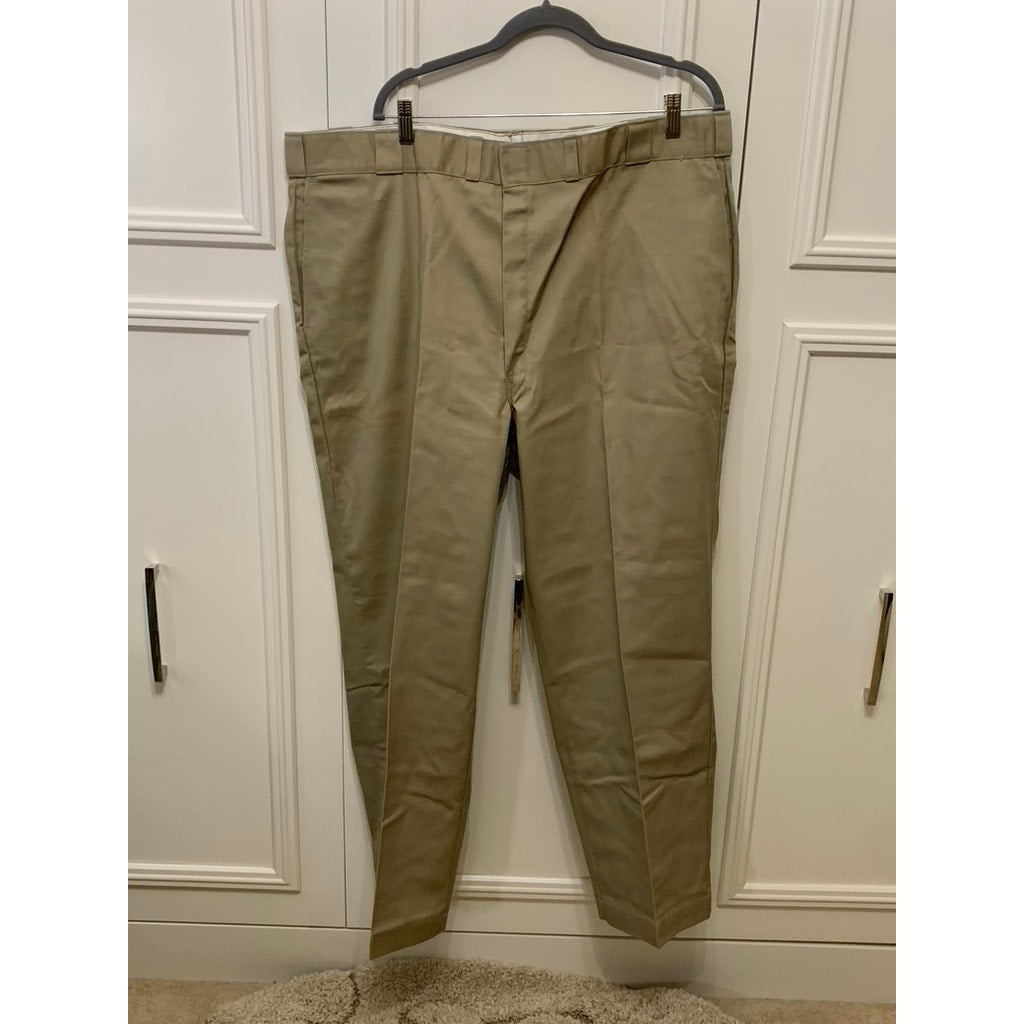 Dickies Men's Beige Work Dress Pants Size 46x30 Flat Front Straight Leg