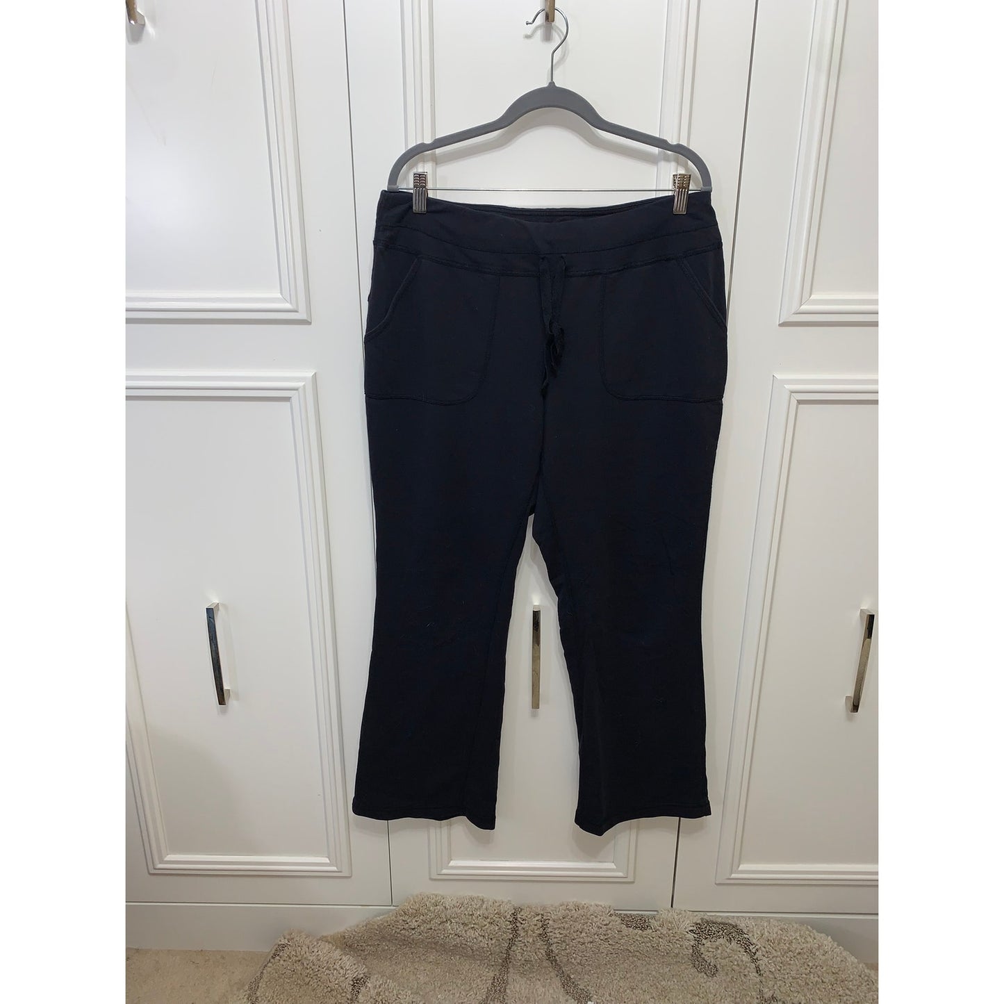 Made for Life Women's Black Sweatpants 1X Casual Drawstring Waistband Pockets