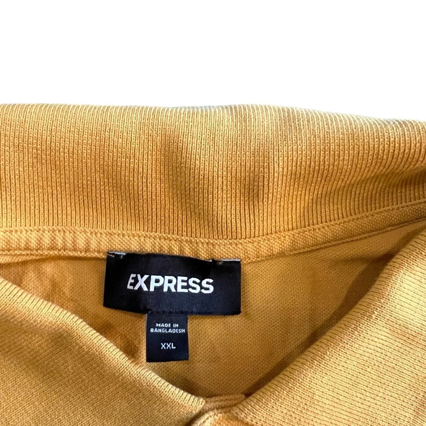 Express Polo Shirt Men's 2XL Gold Mustard Yellow Short Sleeve Collared