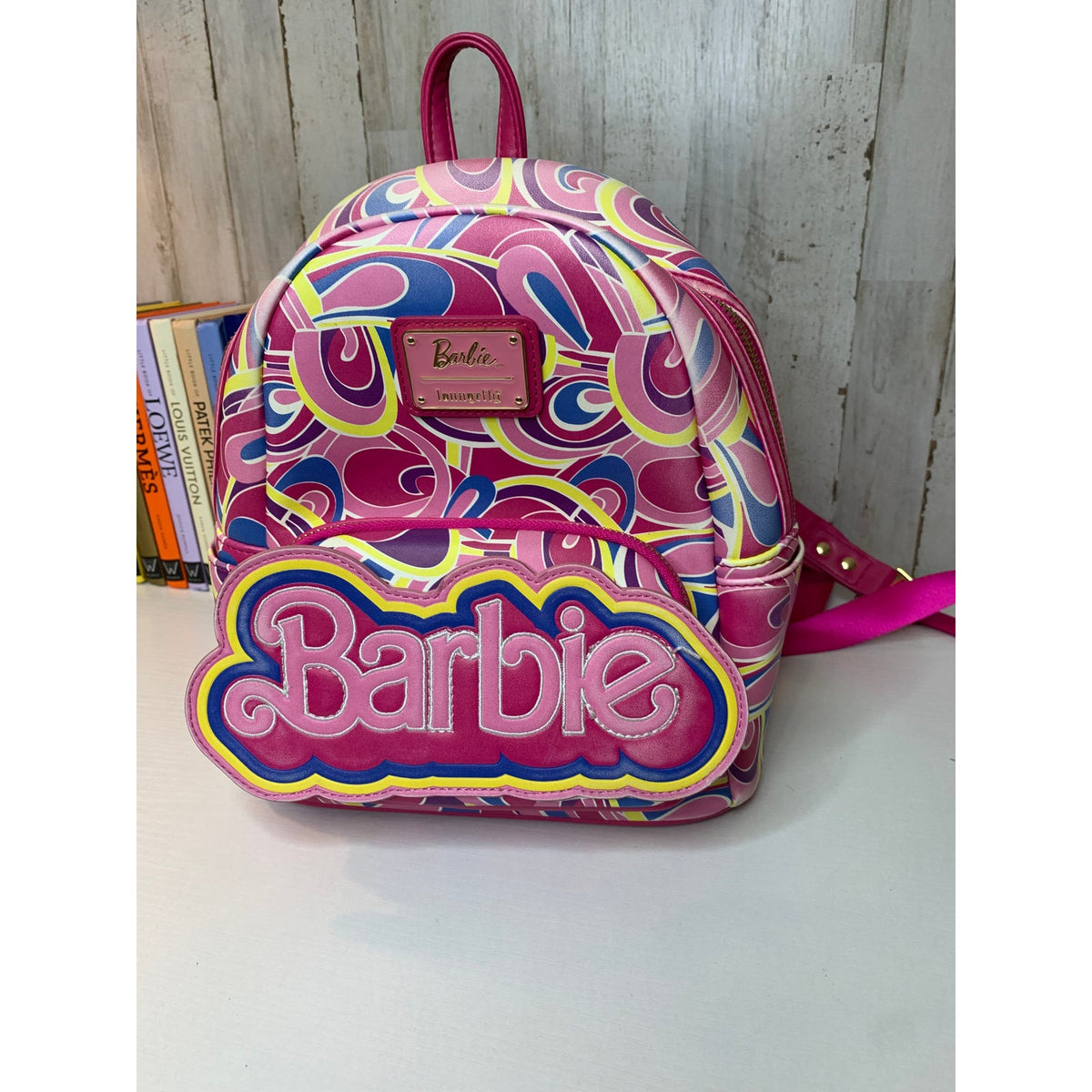 Loungefly Barbie Movie Logo Pink Swirl Mini Backpack Vegan Leather