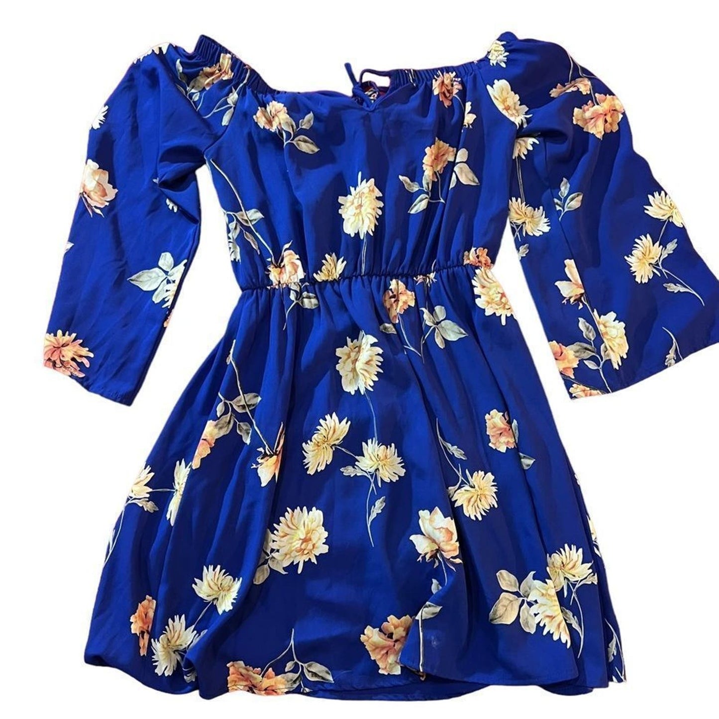 Altar'd State Size Medium Blue Floral Off The Shoulder Dress