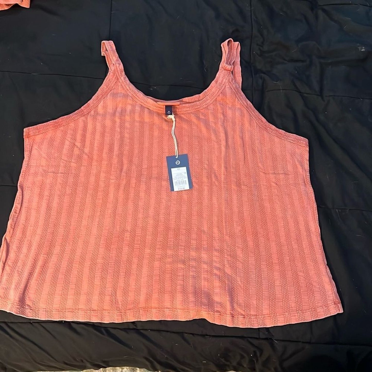 NWT Universal Thread Tank Top Womens 2XL Coral Ribbed Striped Scoop Neck