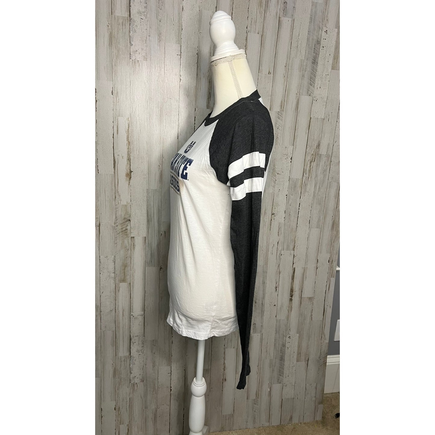 Utah State Aggies Women's XS White/Navy Raglan Baseball Tee Long Sleeve