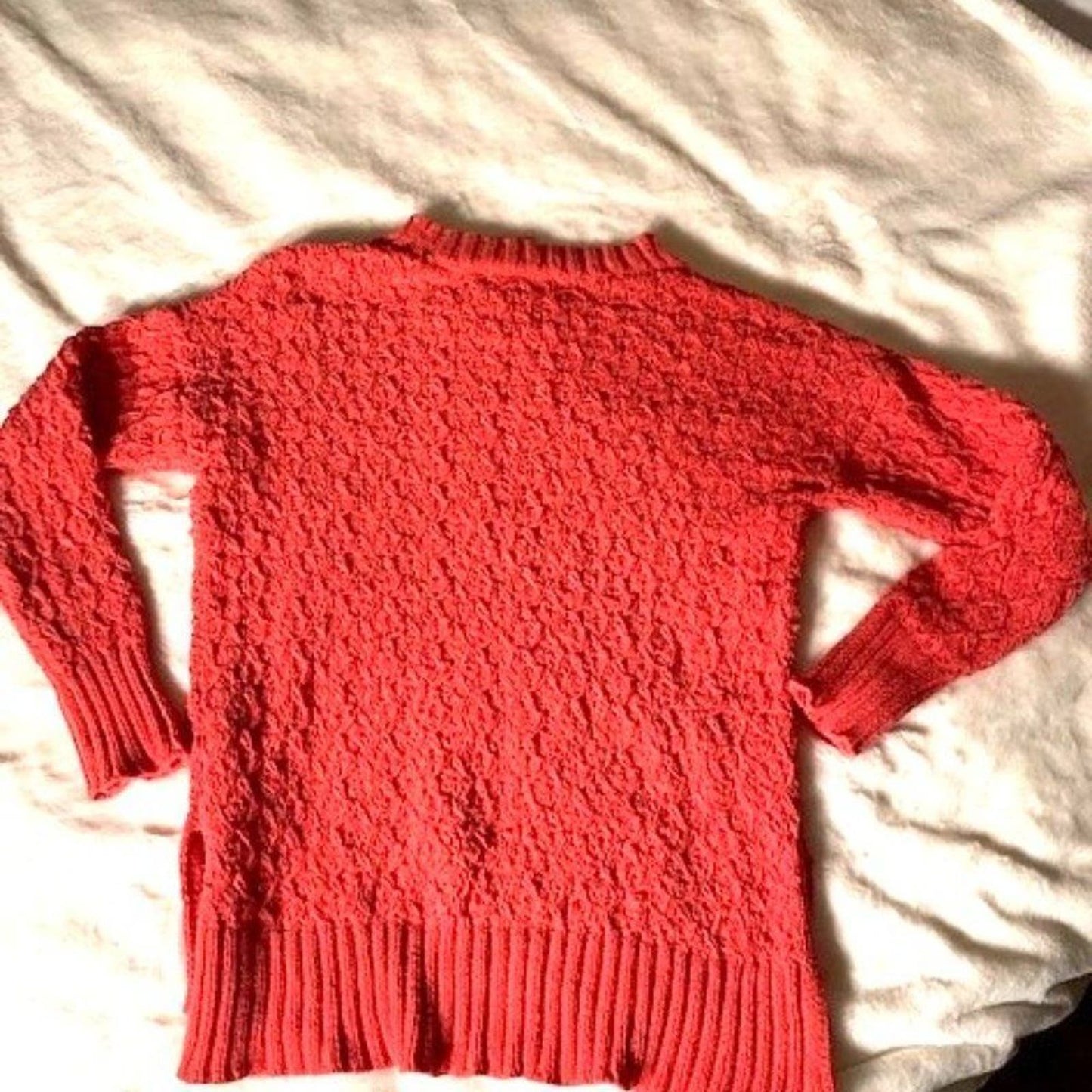 Seven 7 Chenille chunky coral sweater S NWT