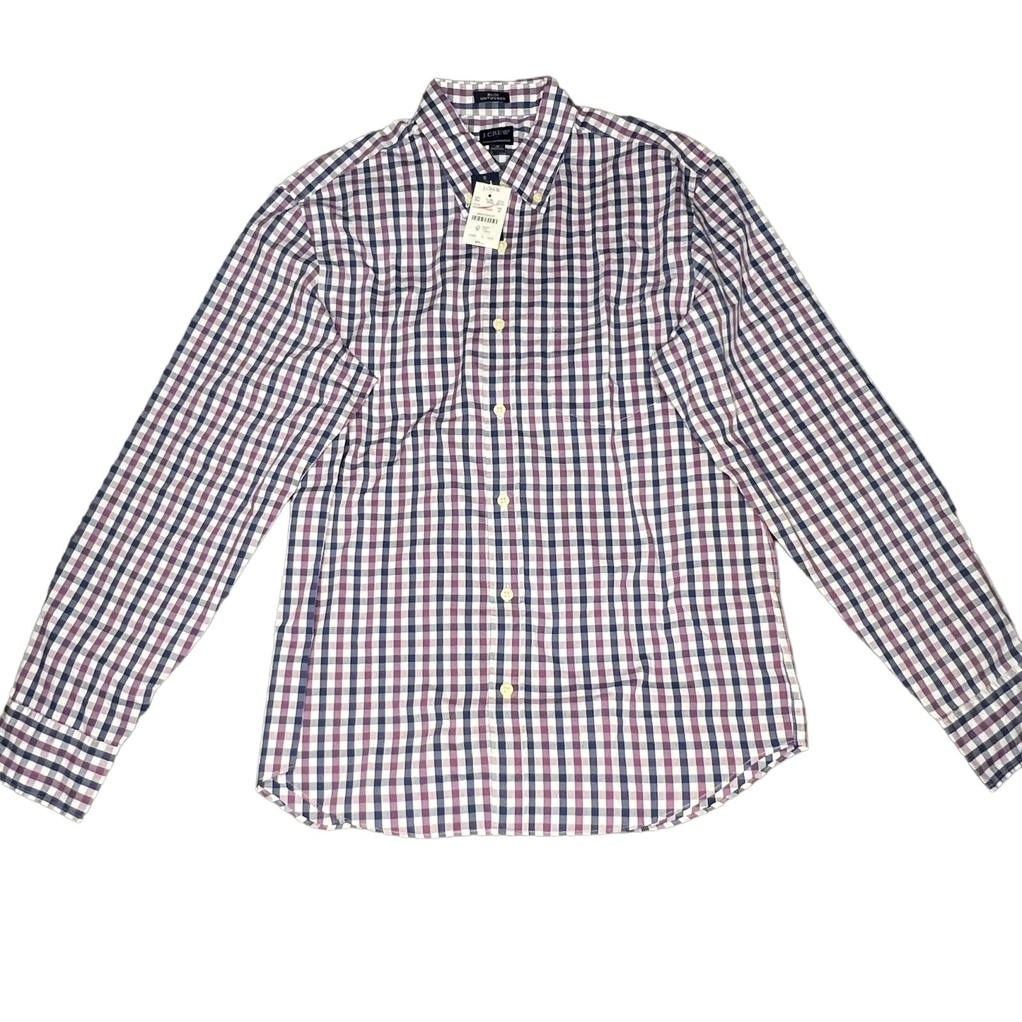 NWT J.Crew Performance Men's Medium Slim Untucked Purple Check Button-Down Shirt