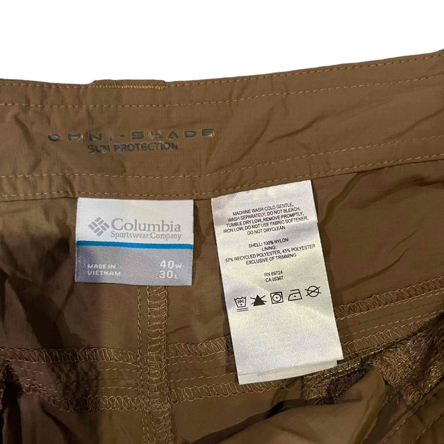 Columbia Men's Silver Ridge Brown Convertible Zip Off Cargo Pants Size 40x30