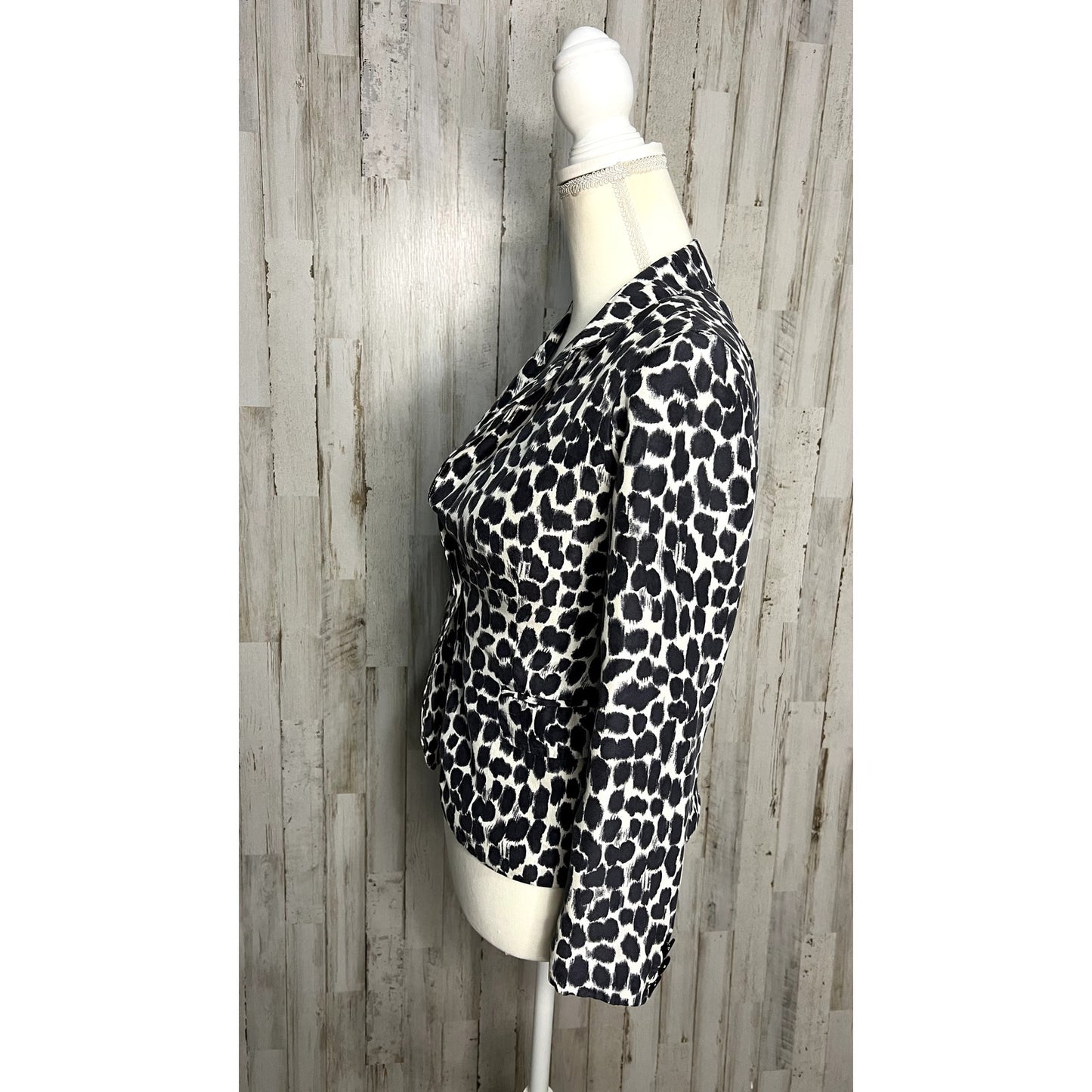 Kate Spade Women's Animal Print Blazer Black Size 00 Formal Tailored Fit