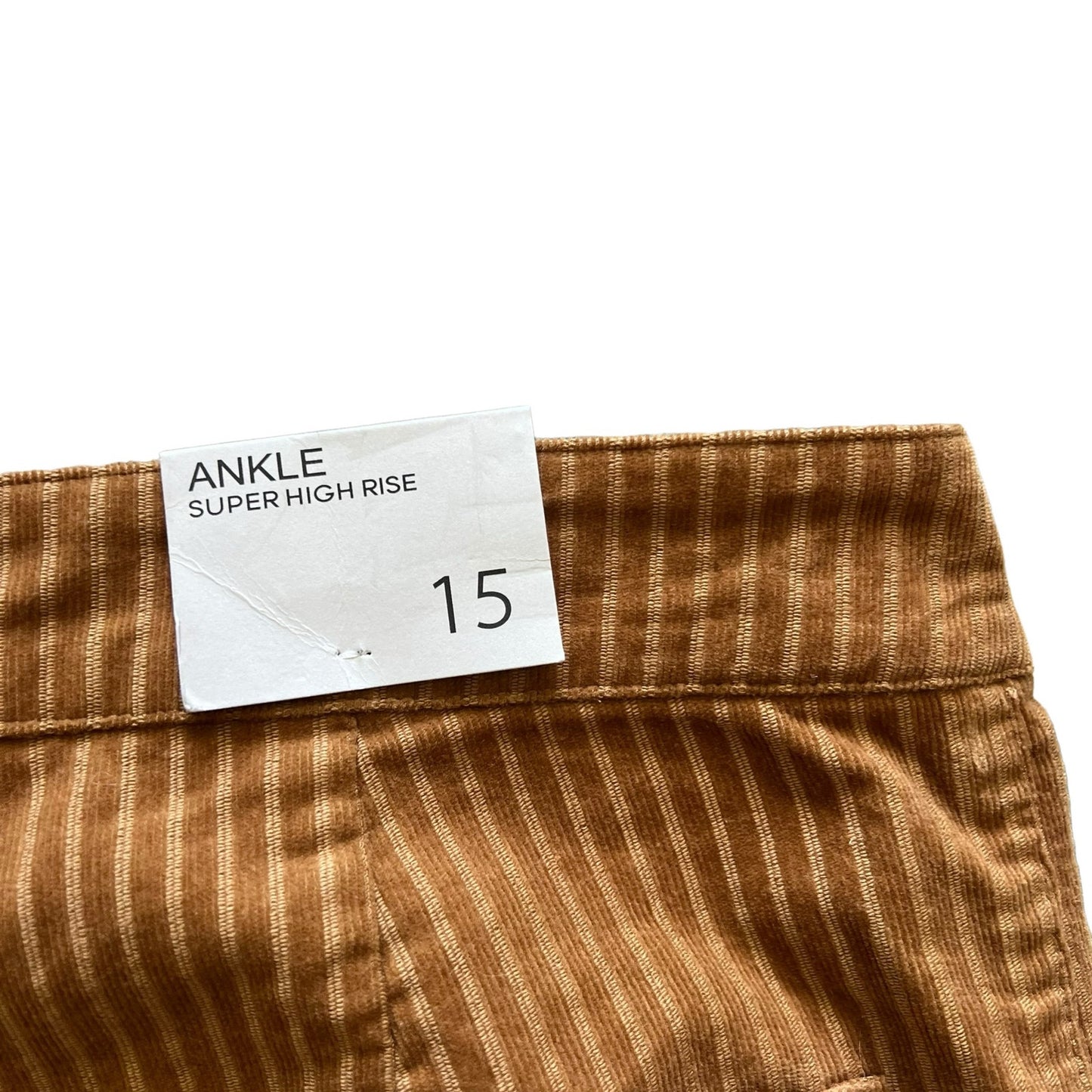 Indigo Rein Women's Striped Corduroy Cropped Ankle Pants High Rise Tan Size 13